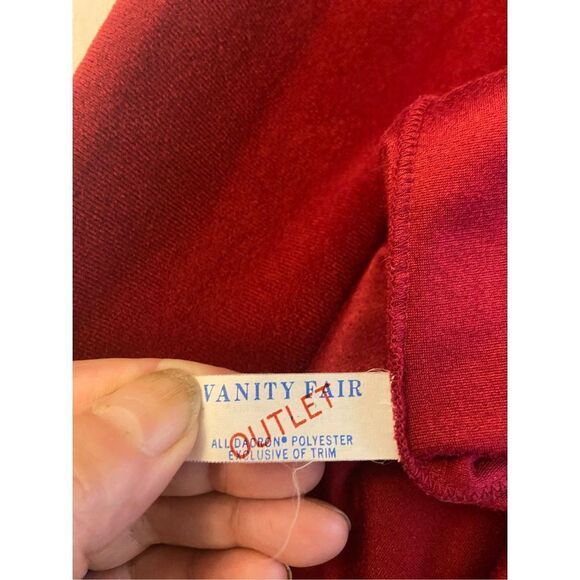 Vanity Fair outlet maxi robe vtg USA snap buttons small S deep red Dacron Poly - Picture 7 of 8